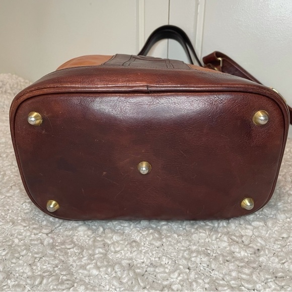 MARINO Orlandi Vintage Two toned Brown Leather Bucket Bag Purse - Picture 6 of 12
